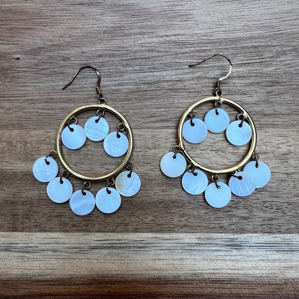 Mother of Pear disk charm earrings
